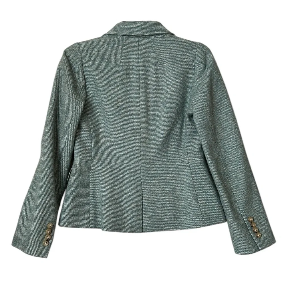 Talbots Petites Wool Blend Tweed Blazer Academia Office Preppy Festive Green 4P - Picture 3 of 14
